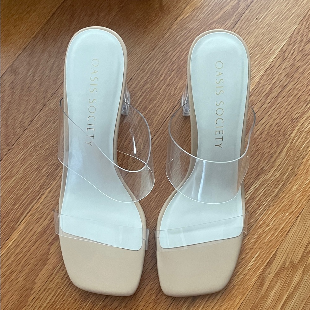 Society Women's Clear and Beige Heels